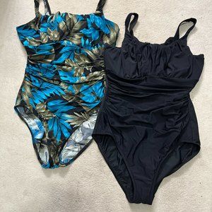 Lot of 2 Lands Ends 1-piece bathing suits 14DDD